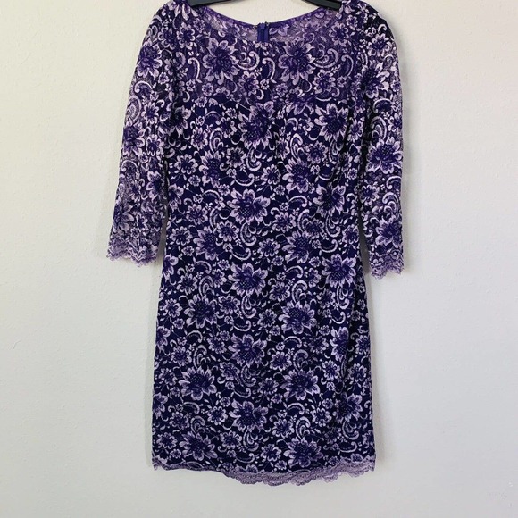 Dalia Macphee | Dresses | Dalia Macphee Purple Floral Lace Cocktail ...